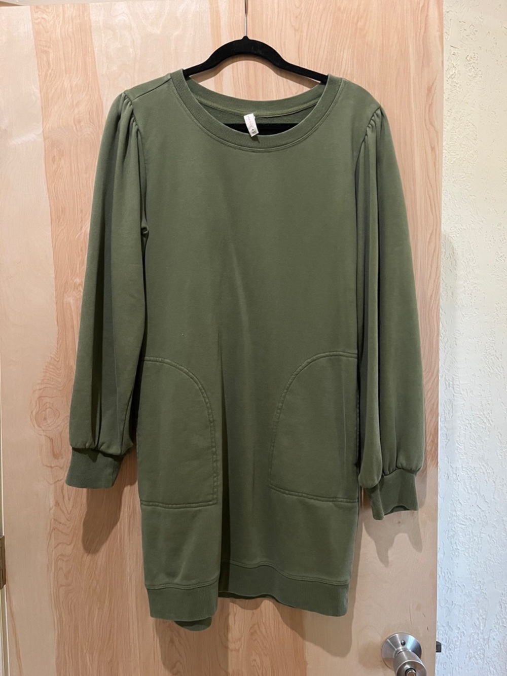 Olive Green Long Sleeve Pocket Dress
